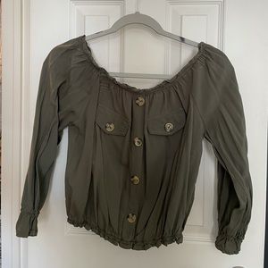 Off the Shoulder Cropped Long Sleeve